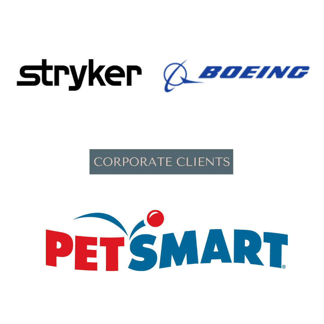 Logos for Stryker, Boeing, and PetSmart