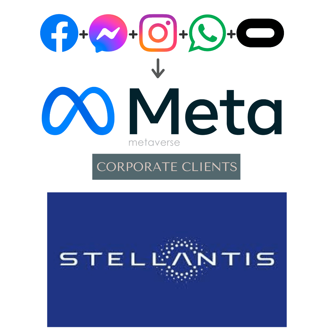 Logos for Meta and Stellantis