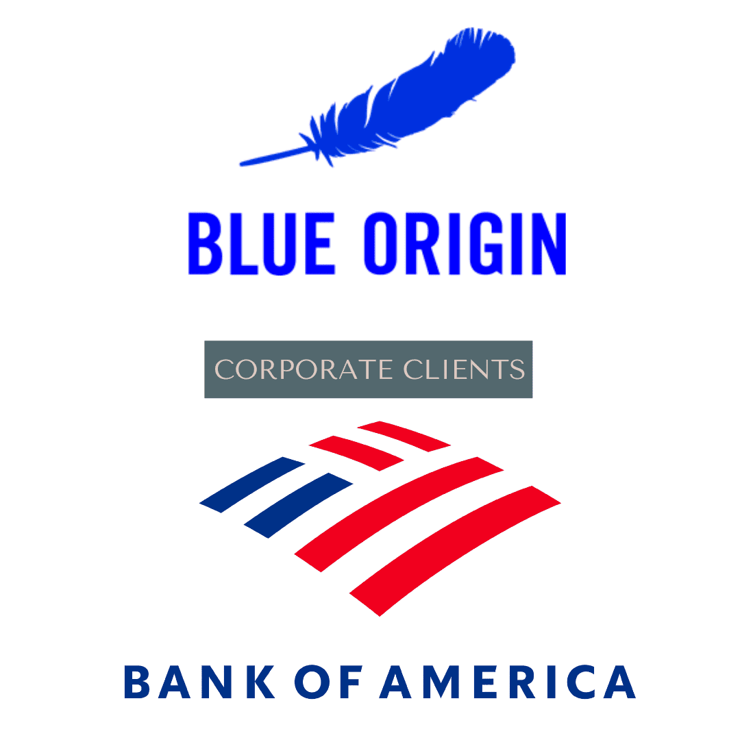 Logos for Blue Origin and Bank of America