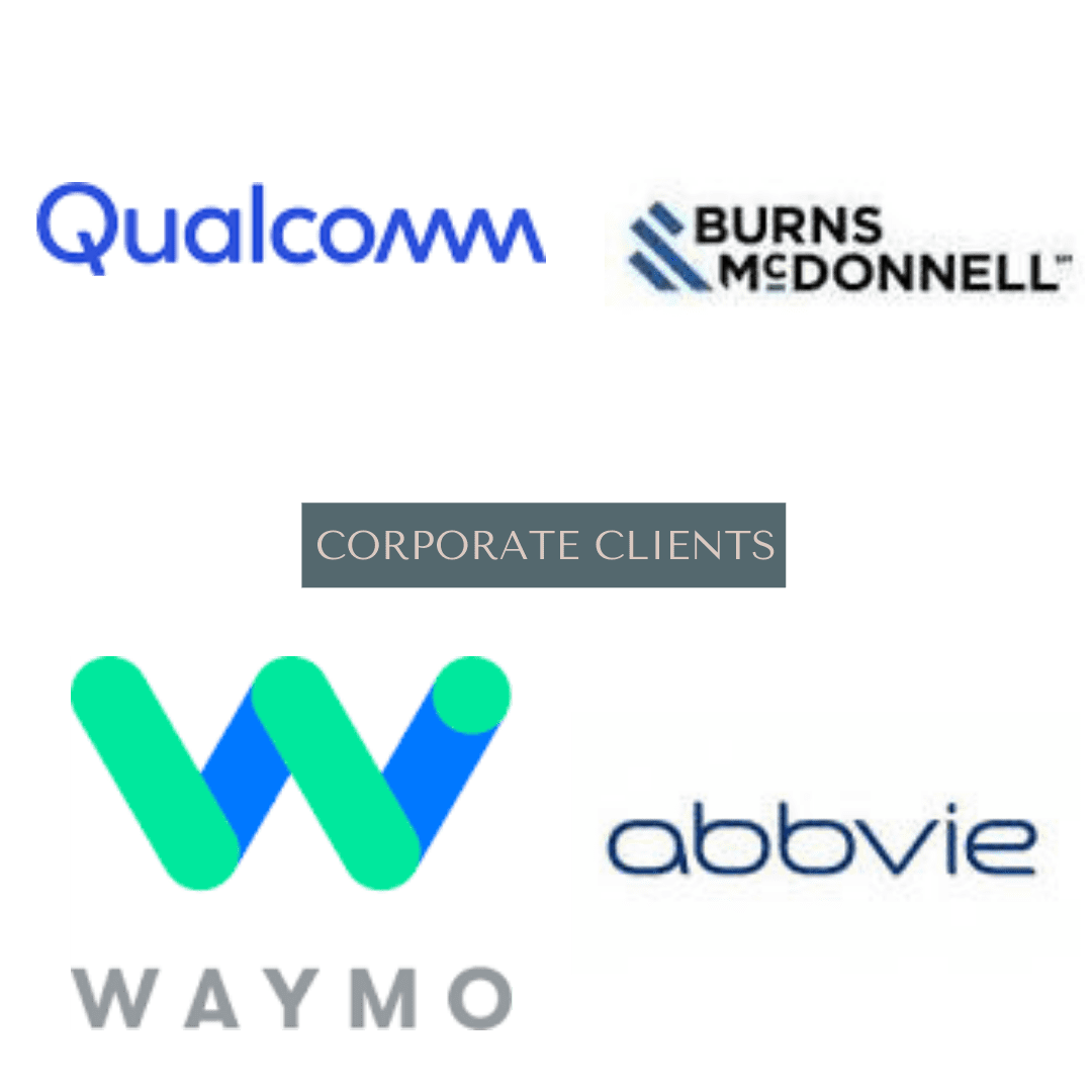 Logos for Qualcomm, Burns McDonnell, Waymo, and Abbvie