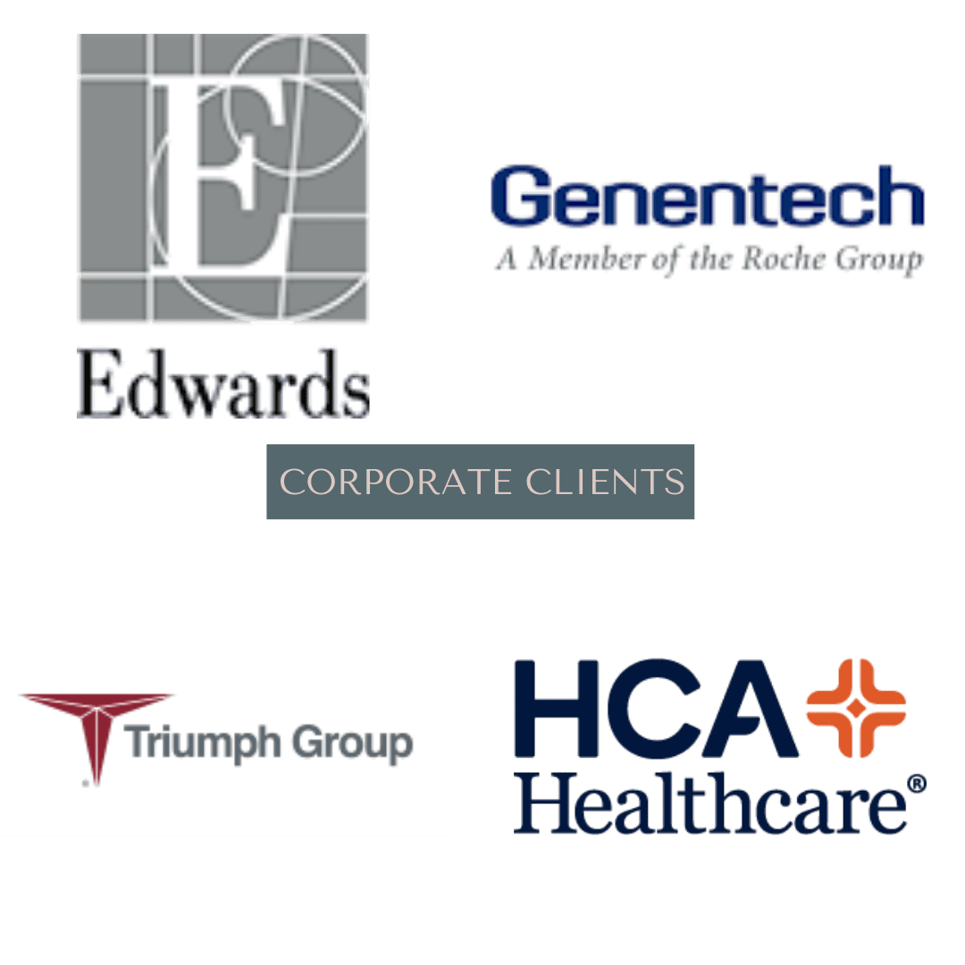 Logos for Edwards, Genentech, Triumph Group, and HCA Healthcare